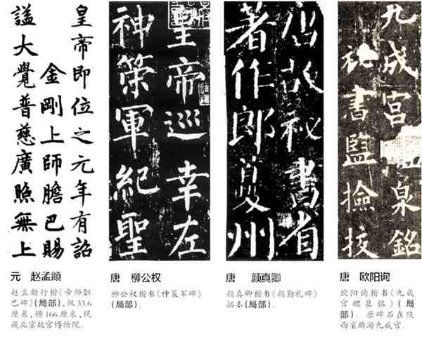 楷书四大家代表作品对比